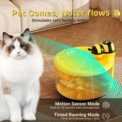 Smart Wireless Bee Fountain for Pets with Motion Sensor