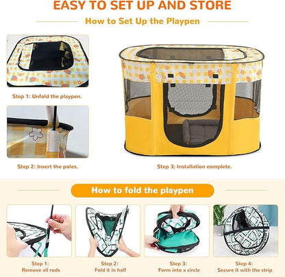 Corner-Point Indoor & Outdoor Foldable Pet Playpen