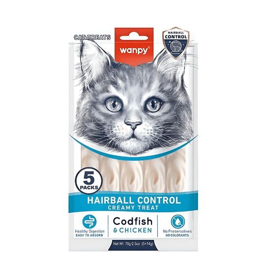 Wanpy Hairball Control Creamy Treat with Codfish & Chicken