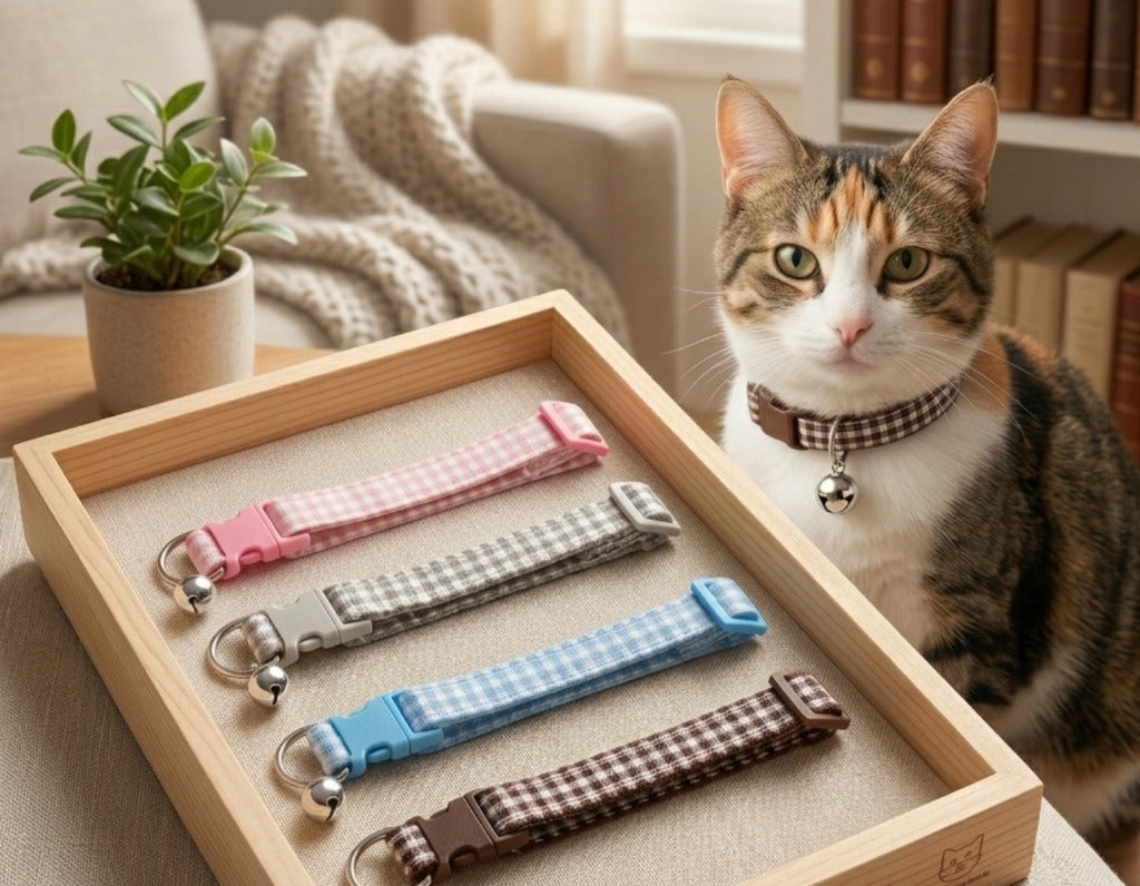 Check Pattern Cat Collar With Bell