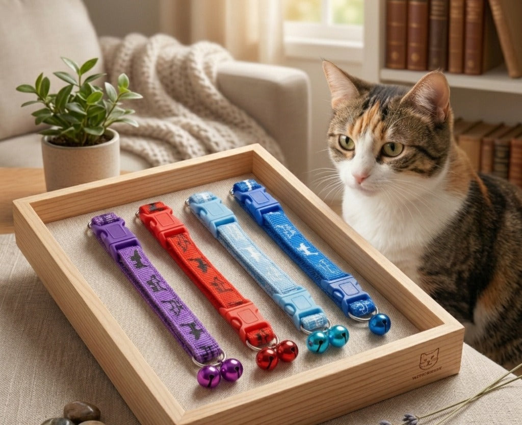 Dog Printed Cat Collar With Bell