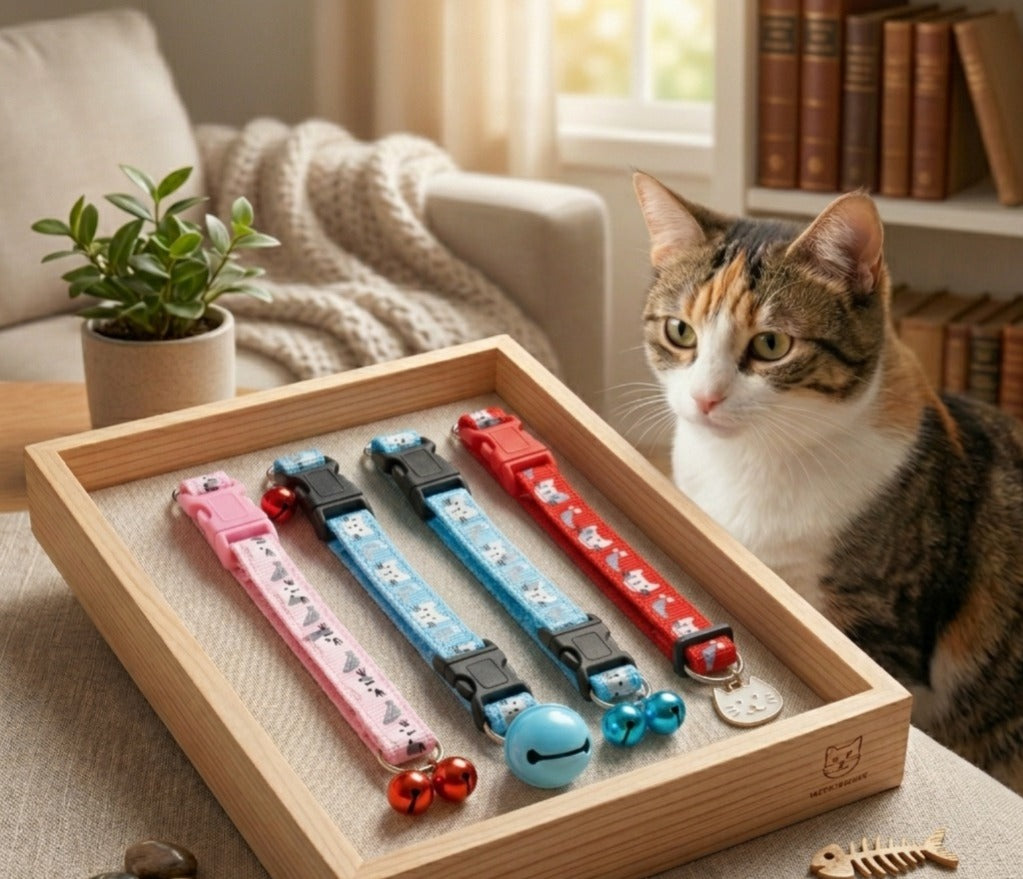 Kitty & Fish Print Cat Collar