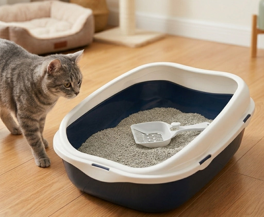 EasyClean High-Rim Open Cat Litter Tray with Scoop