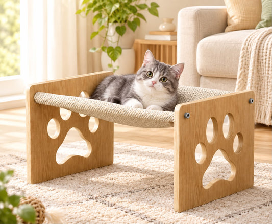 Wooden Hammock Cat House & Scratcher