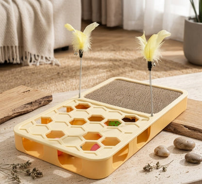 New Puzzle Interactive Toy Board For Cats With Scratching Board