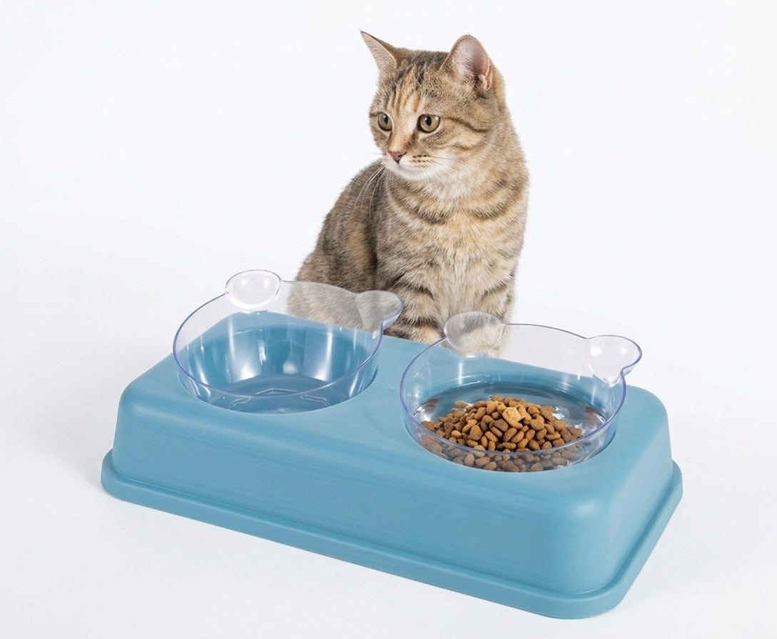 Washable Transparent Double Bowl for Pets