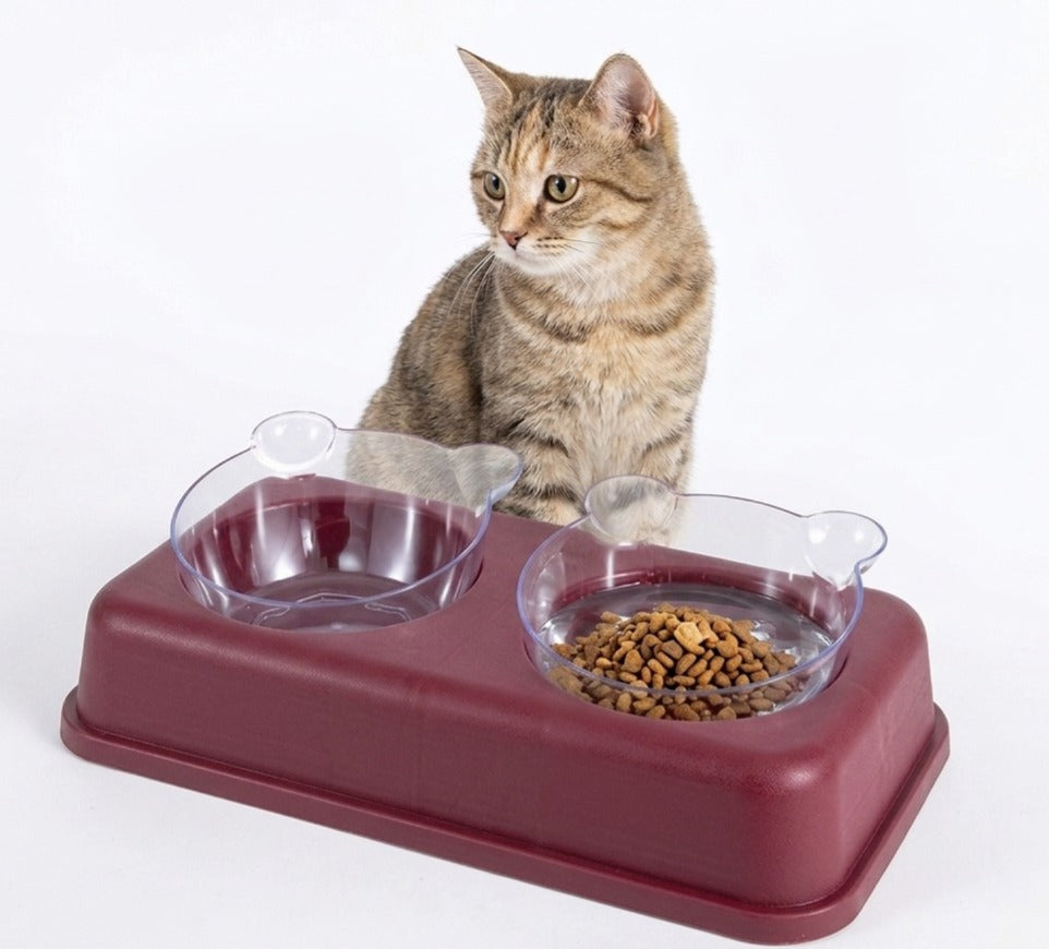 Washable Transparent Double Bowl for Pets