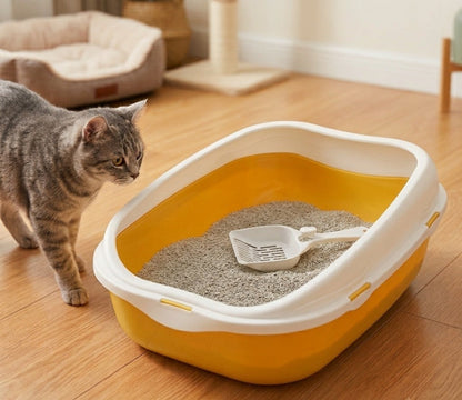 EasyClean High-Rim Open Cat Litter Tray with Scoop