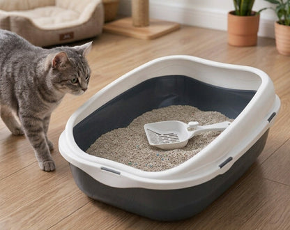EasyClean High-Rim Open Cat Litter Tray with Scoop