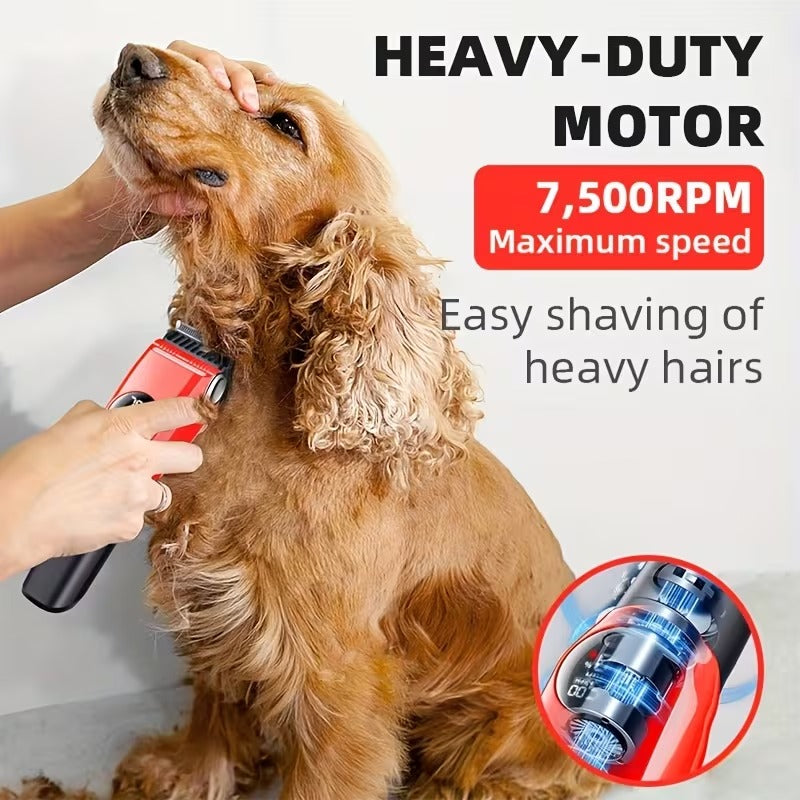 Professional Rechargeable Pet Hair Trimmer Kit for Dogs & Cats with LCD Display