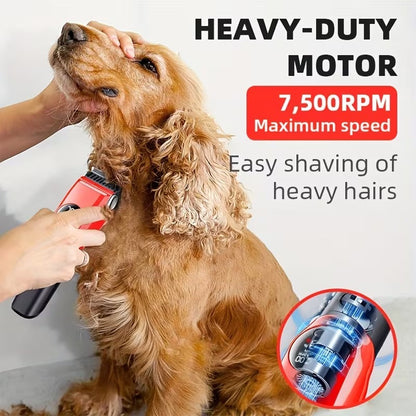 Professional Rechargeable Pet Hair Trimmer Kit for Dogs & Cats with LCD Display