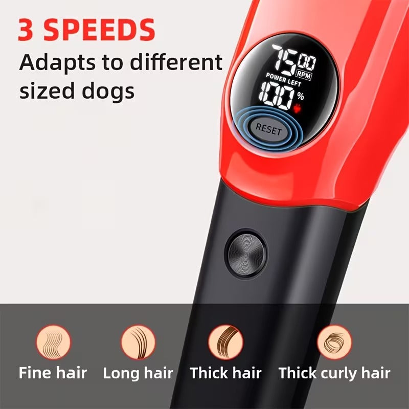 Professional Rechargeable Pet Hair Trimmer Kit for Dogs & Cats with LCD Display