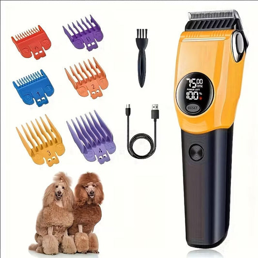 Professional Rechargeable Pet Hair Trimmer Kit for Dogs & Cats with LCD Display