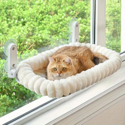 Window Side Cat Hammock Soft Plush Beige