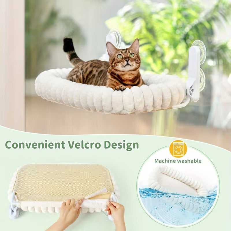 Window Side Cat Hammock Soft Plush Beige