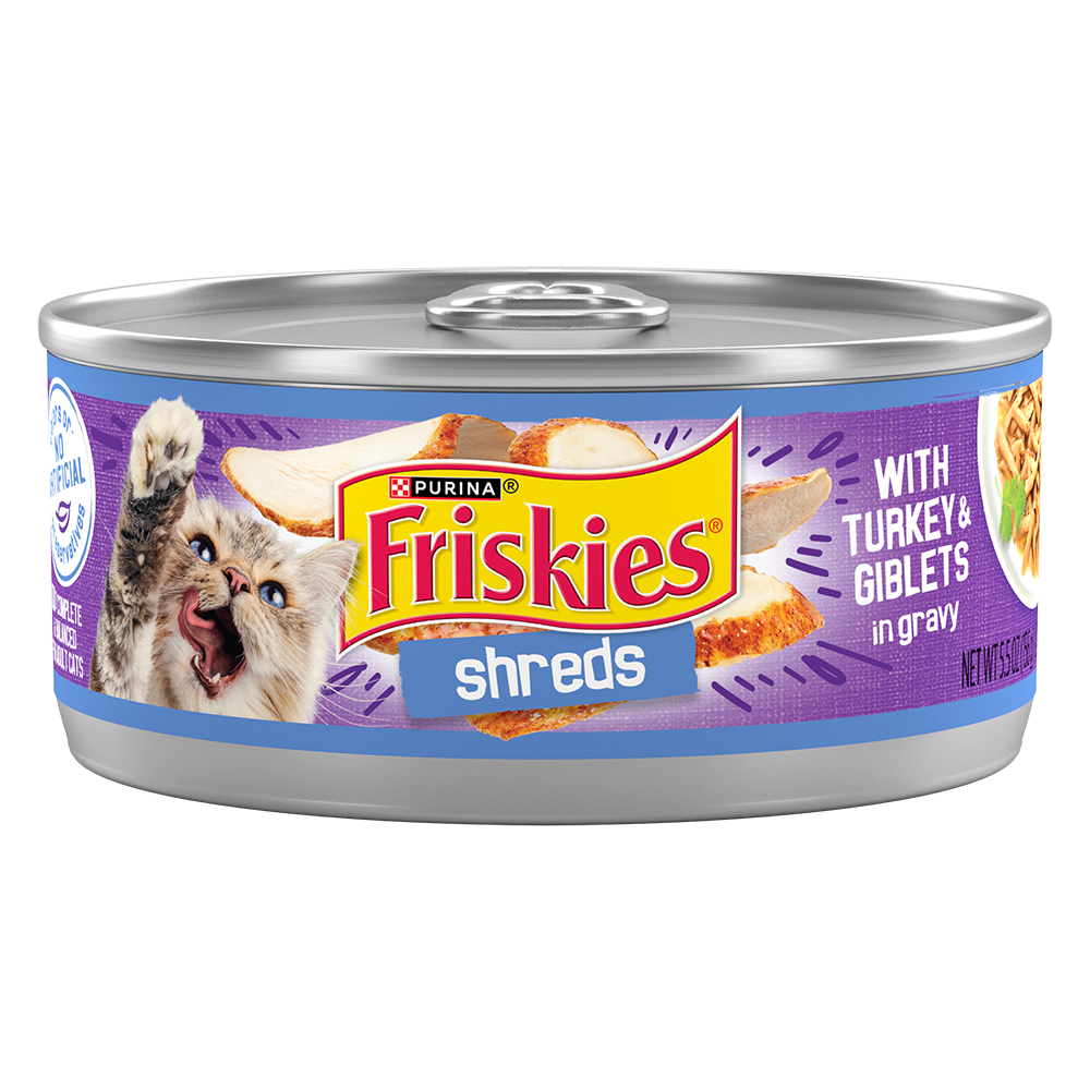 Friskies Tin Adult Shreds with Turkey and Giblets in Gravy