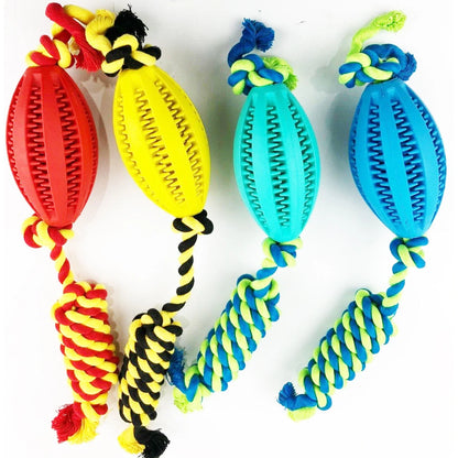 Dual-Texture Cotton Rope & Rubber Chew Toy
